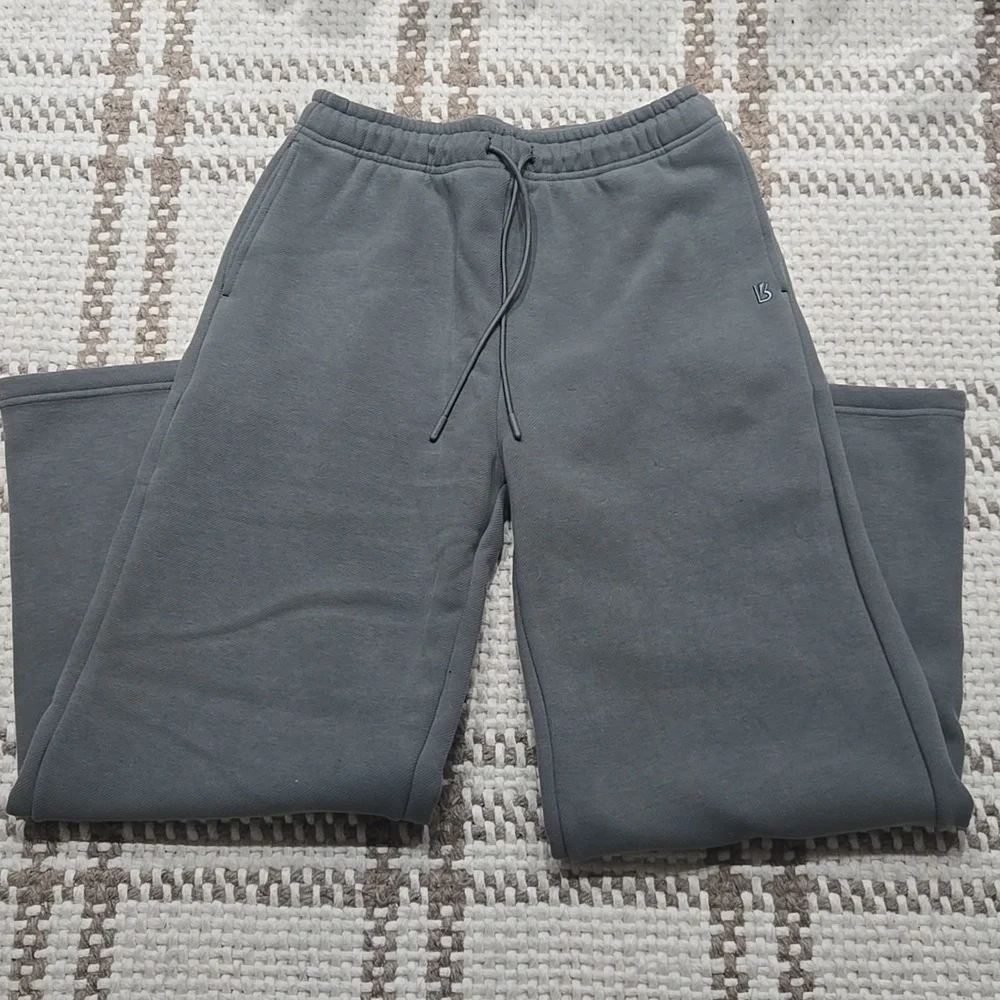 BuffBunny Straight Leg Plush Fleece Sweatpants in Sage Green - Picture 1 of 4